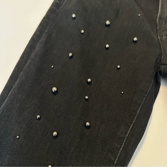 Driftwood Jackie Black Pearl Studded Raw Hem Jeans - Size 29 - Picture 8 of 14